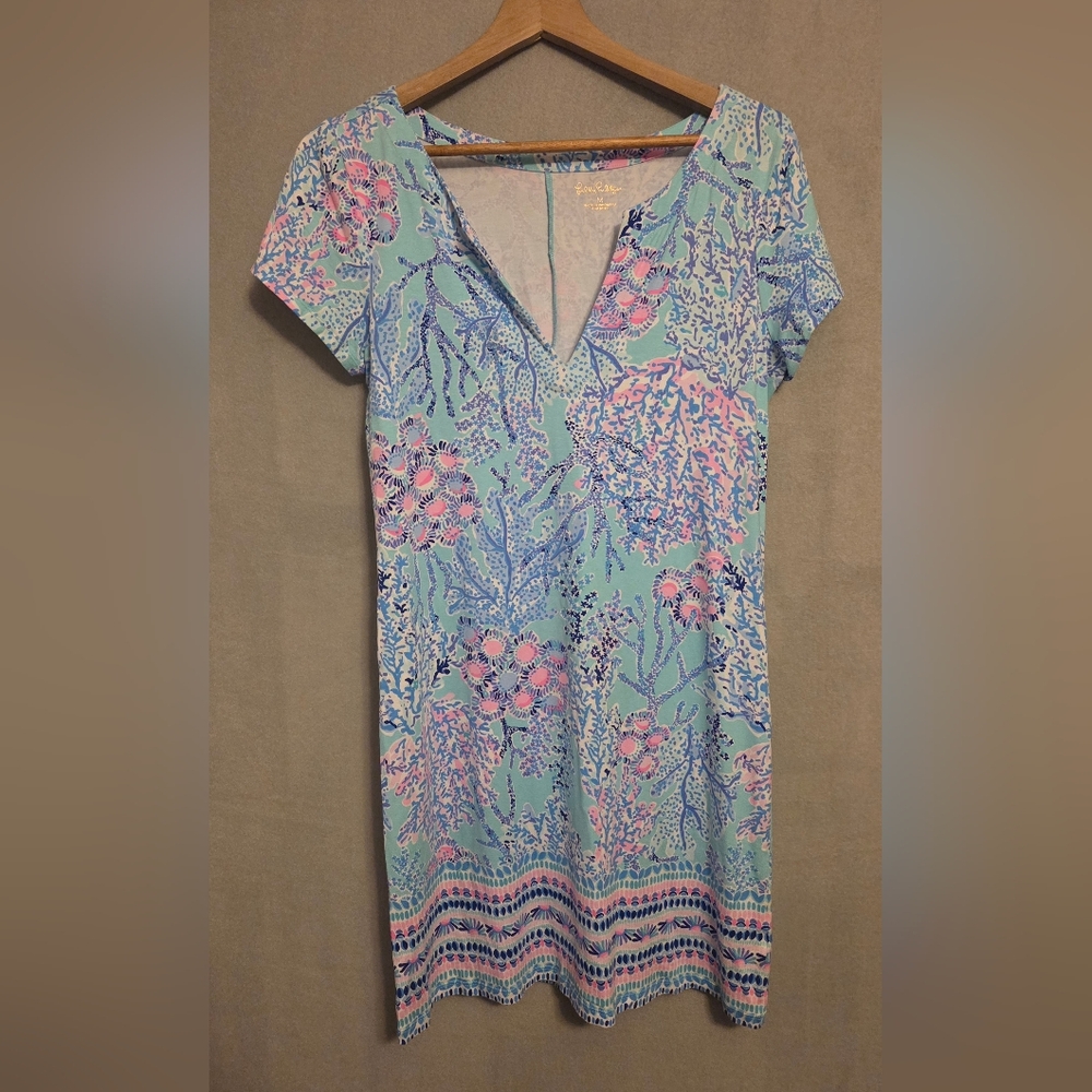 Lilly Pulitzer Blue and Pink Midi Dress